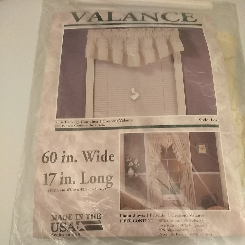 Aberdeen 60" X 17" Cream Lace Valance Lori Style - Vintage in Package